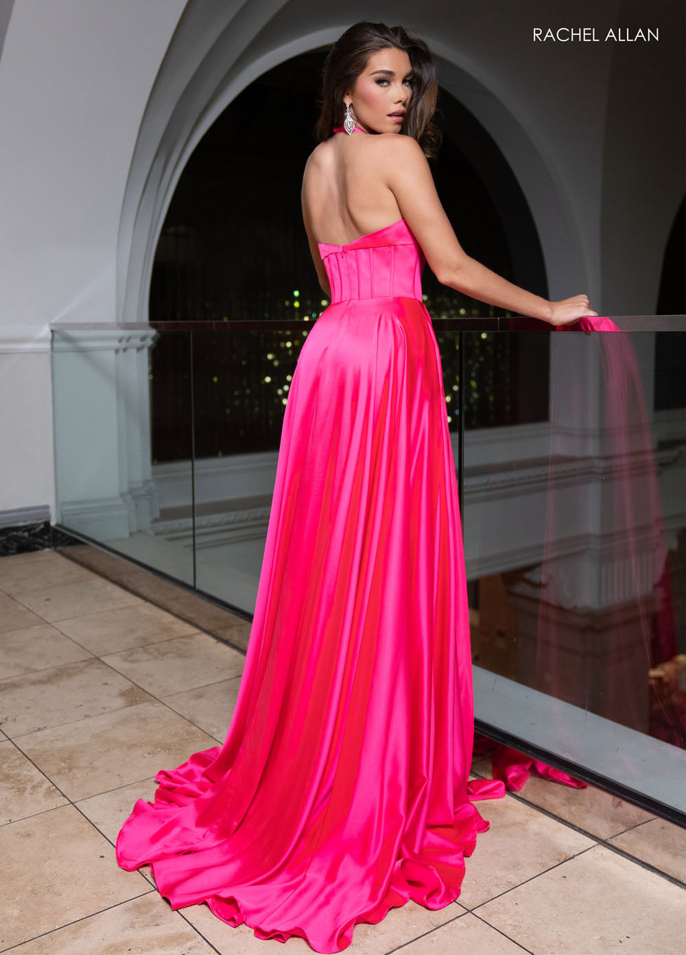 Rachel Allan 70757 prom dress images.  Rachel Allan 70757 is available in these colors: Black , Emerald, Hot Pink, Red, Royal.