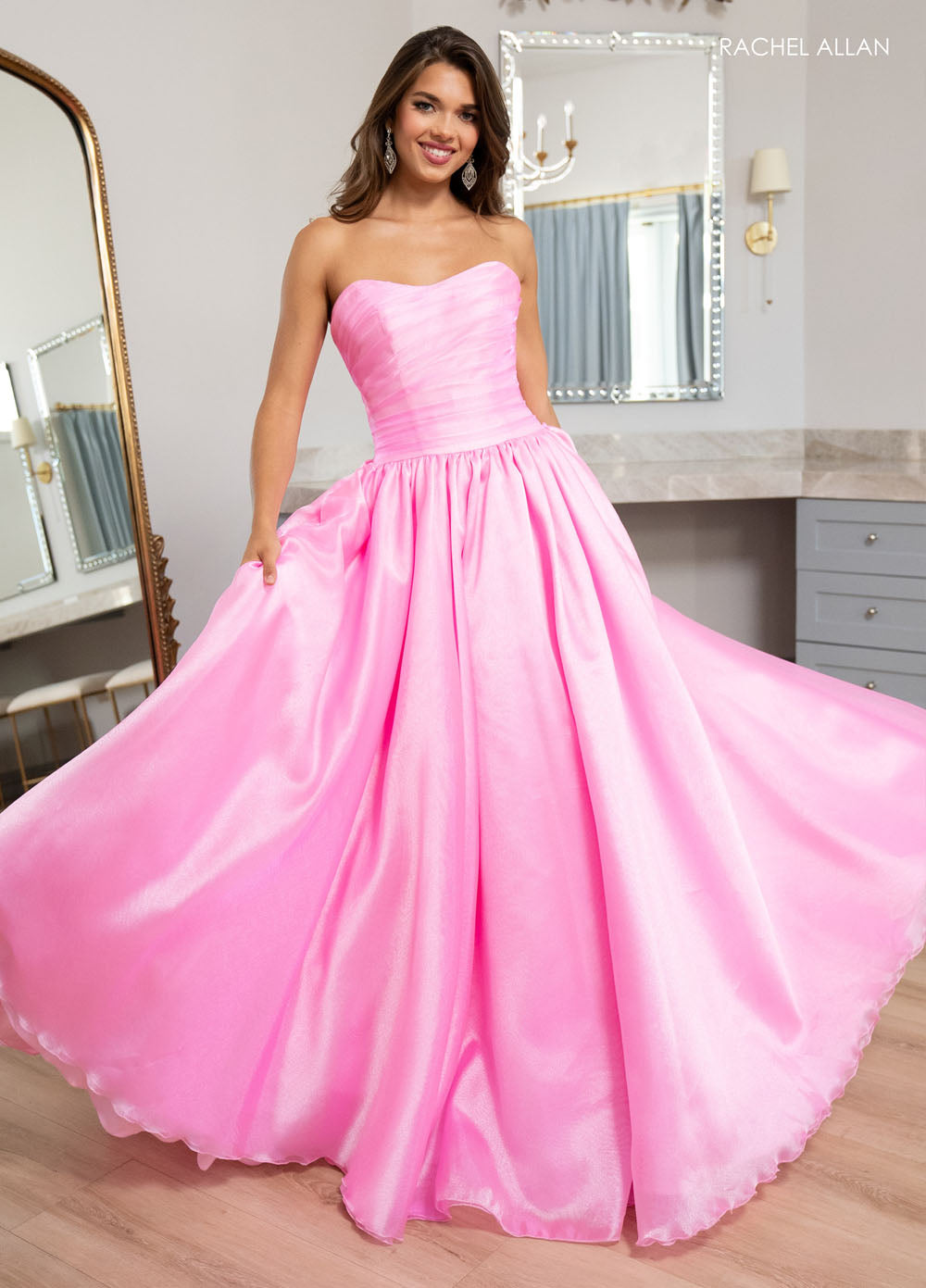 Rachel Allan 70768 prom dress images.  Rachel Allan 70768 is available in these colors: Black, Pink, Sky Blue.