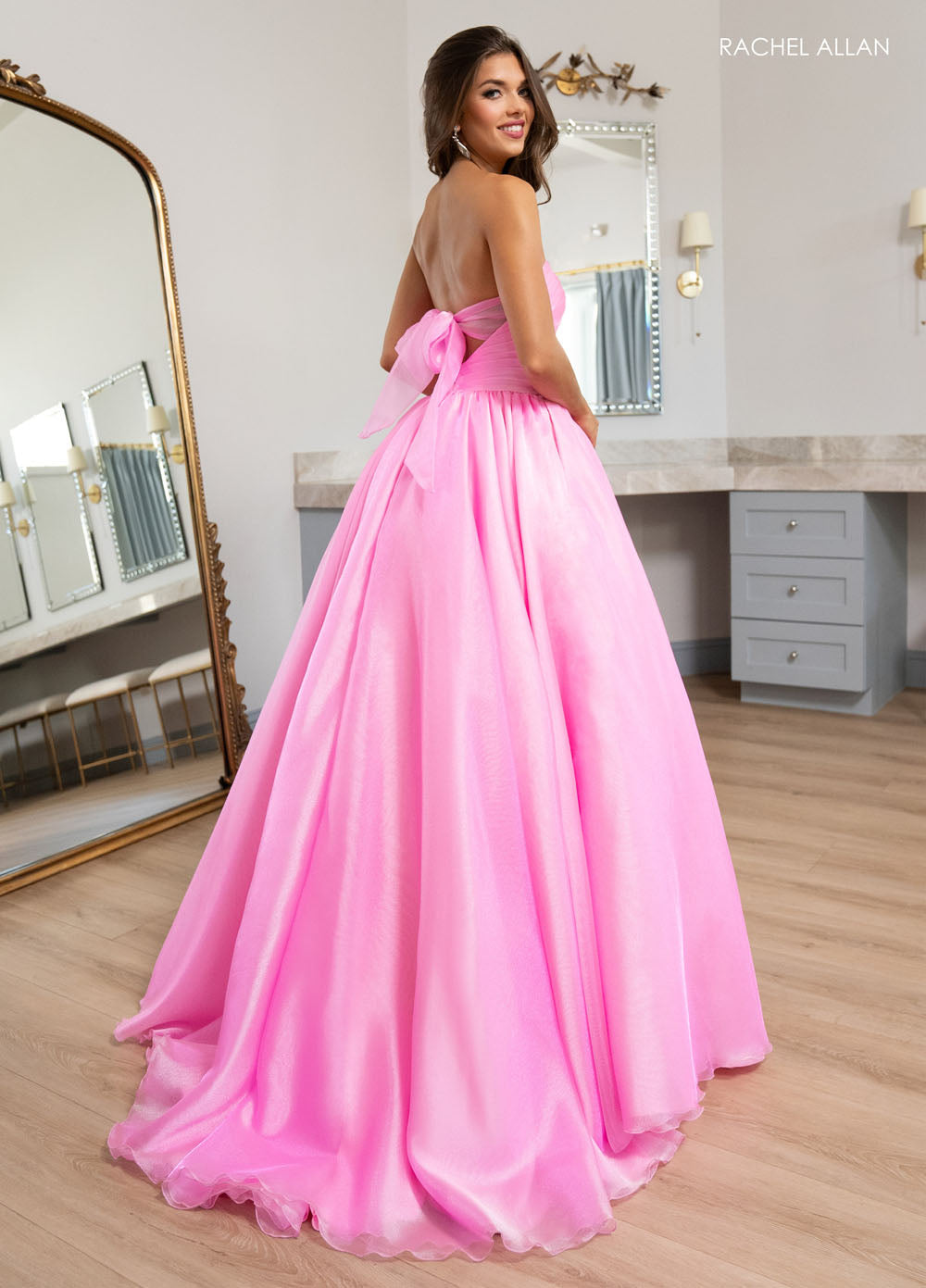 Rachel Allan 70768 prom dress images.  Rachel Allan 70768 is available in these colors: Black, Pink, Sky Blue.