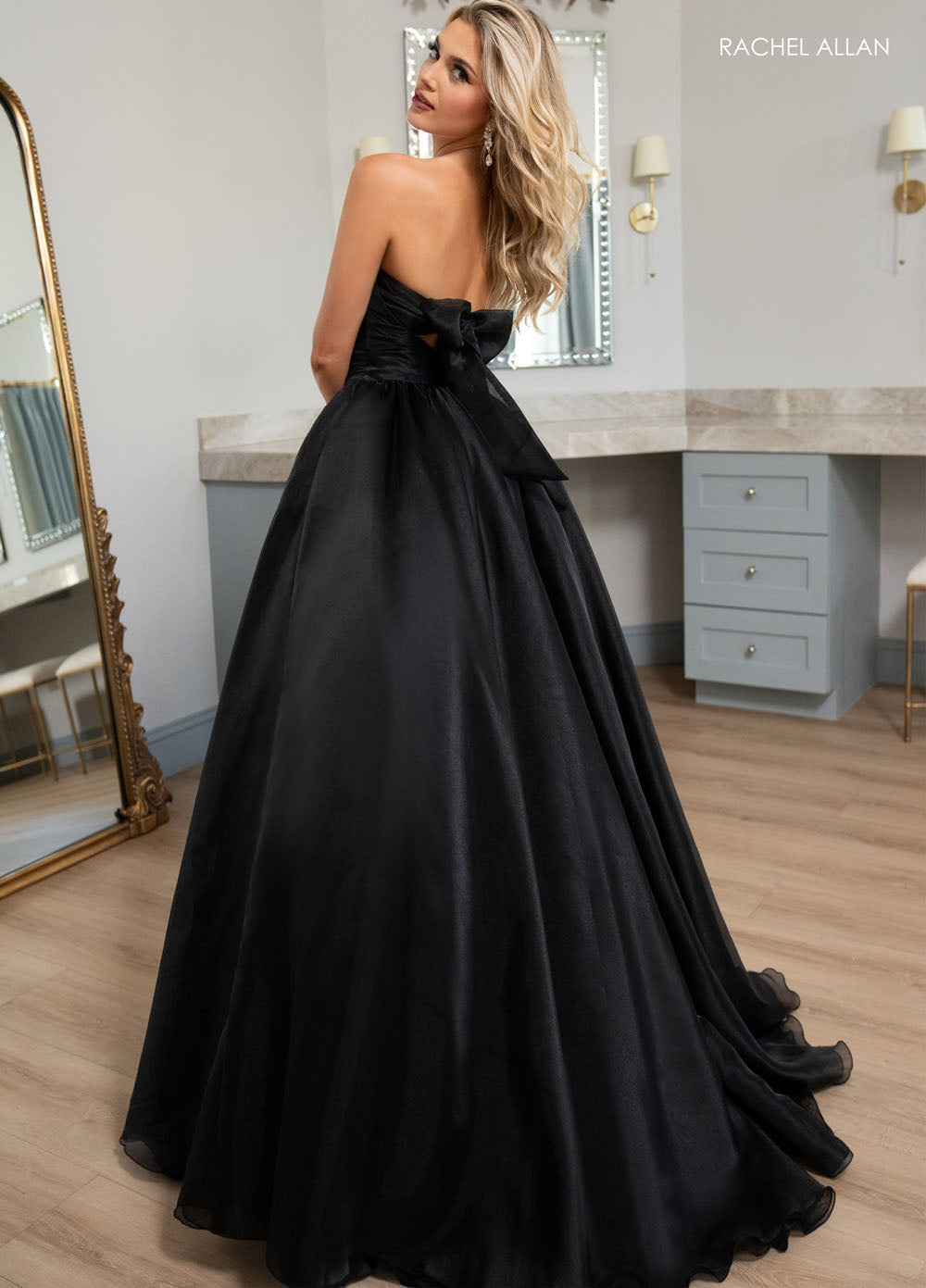 Rachel Allan 70768 prom dress images.  Rachel Allan 70768 is available in these colors: Black, Pink, Sky Blue.