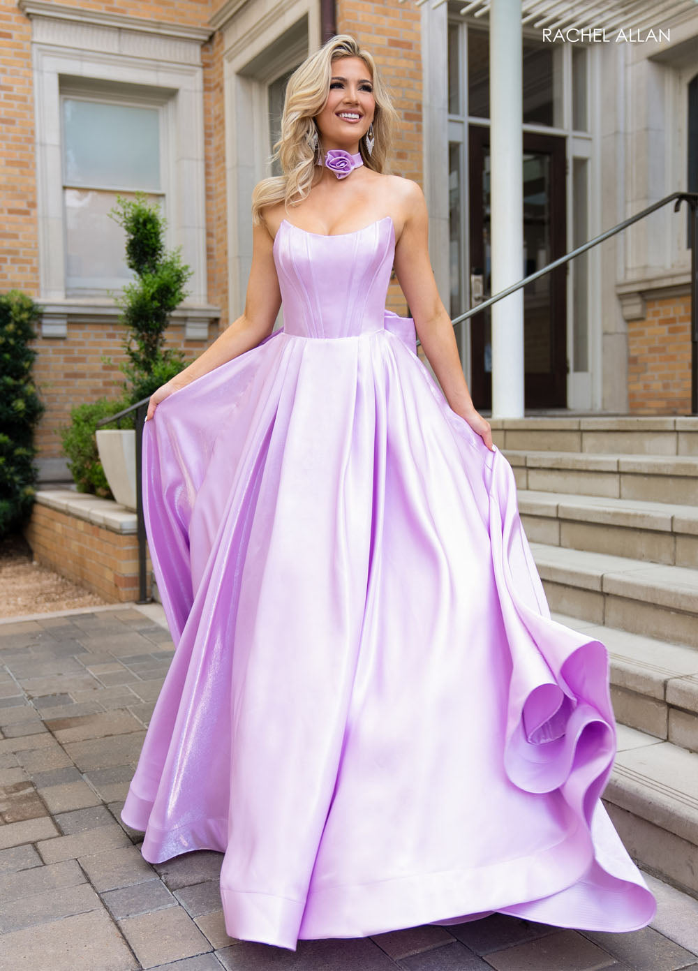 Rachel Allan 70781 prom dress images.  Rachel Allan 70781 is available in these colors: Charcoal, Orchid, Powder Blue, Red.