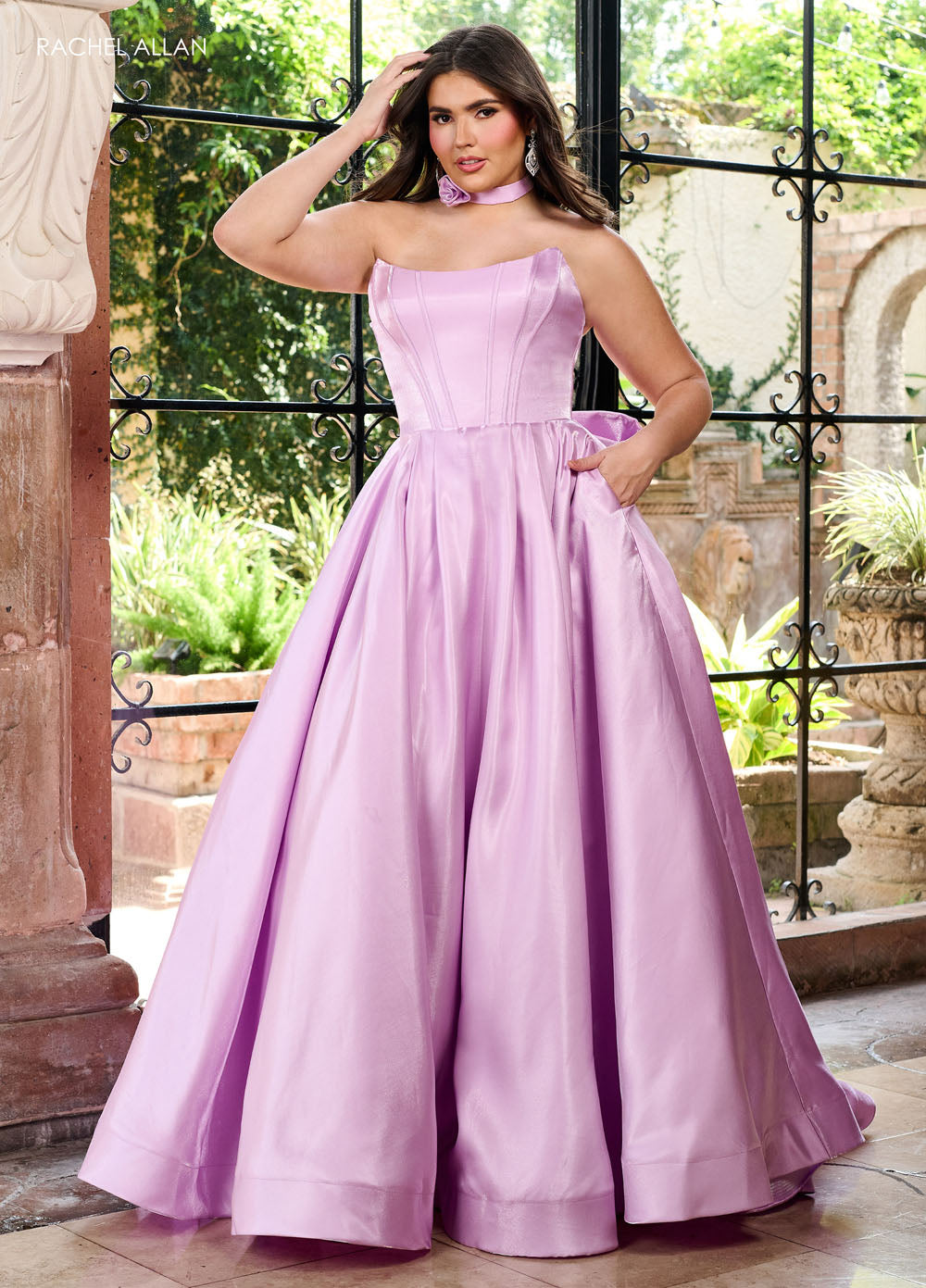 Rachel Allan 70781 prom dress images.  Rachel Allan 70781 is available in these colors: Charcoal, Orchid, Powder Blue, Red.