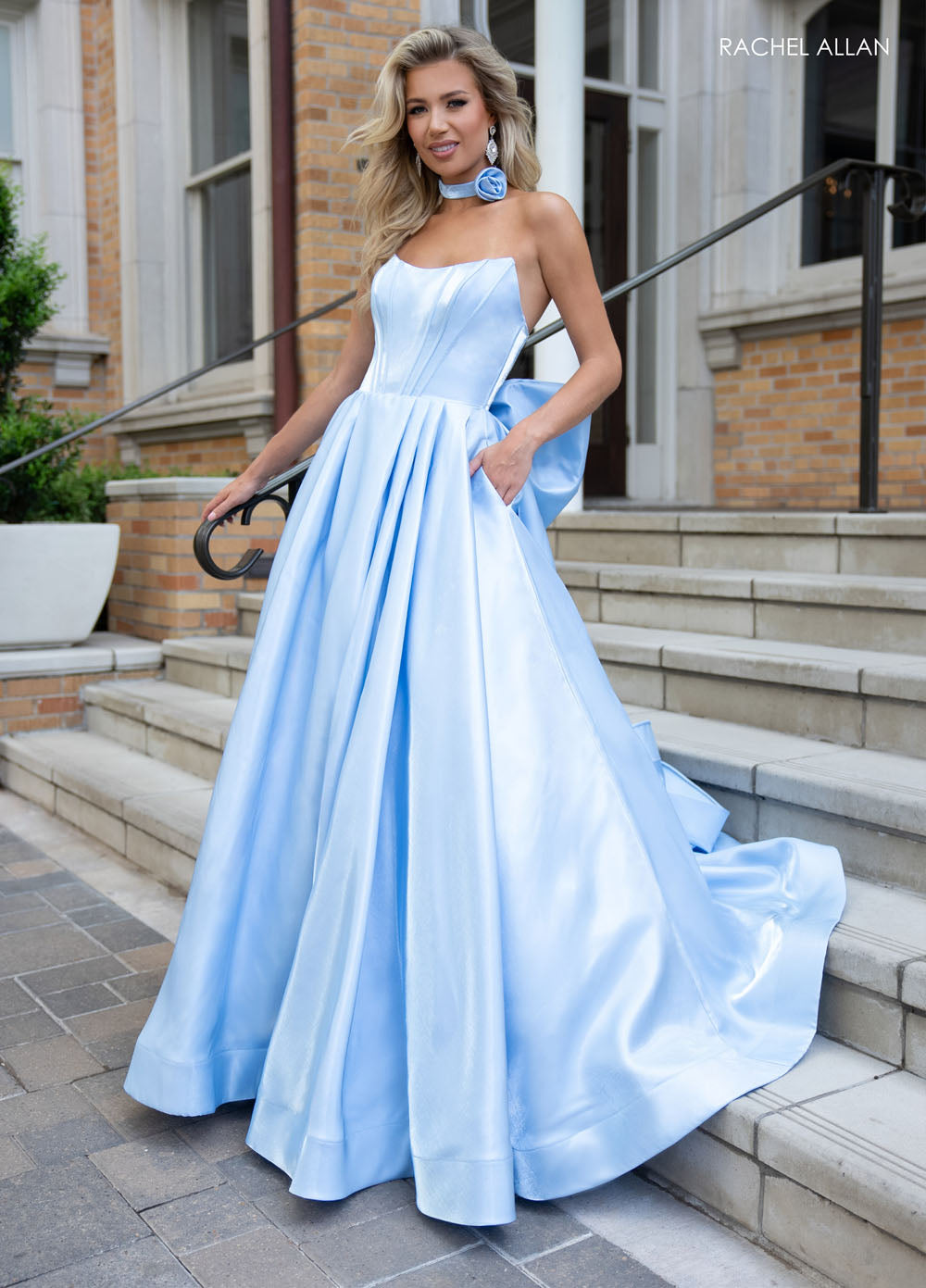 Rachel Allan 70781 prom dress images.  Rachel Allan 70781 is available in these colors: Charcoal, Orchid, Powder Blue, Red.