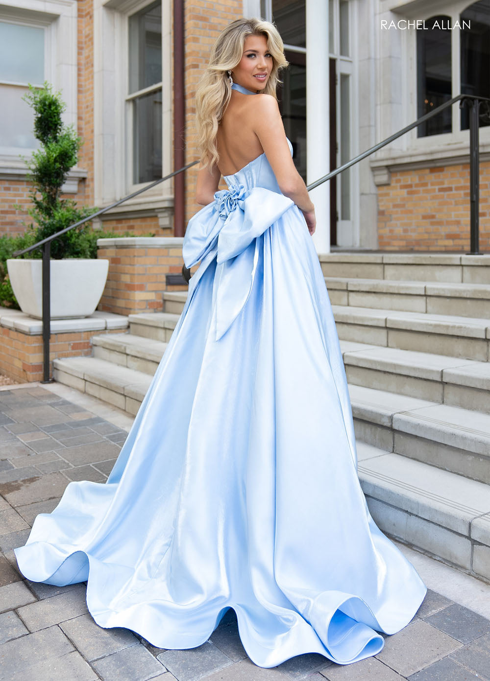 Rachel Allan 70781 prom dress images.  Rachel Allan 70781 is available in these colors: Charcoal, Orchid, Powder Blue, Red.