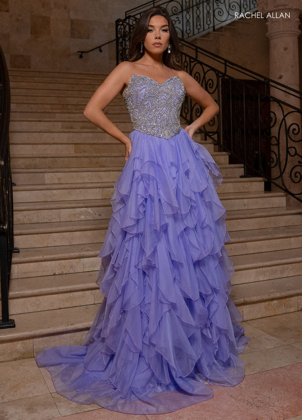 Rachel Allan 70788 prom dress images.  Rachel Allan 70788 is available in these colors: Lilac, Red, White.