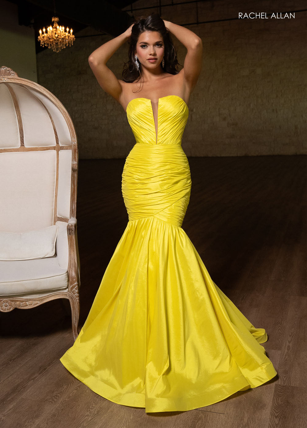 Rachel Allan 70792 prom dress images.  Rachel Allan 70792 is available in these colors: Aqua, Black, Watermelon, Yellow.