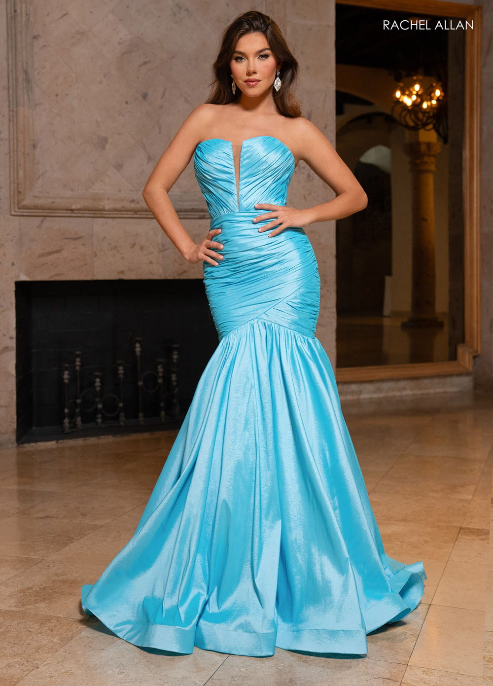 Rachel Allan 70792 prom dress images.  Rachel Allan 70792 is available in these colors: Aqua, Black, Watermelon, Yellow.