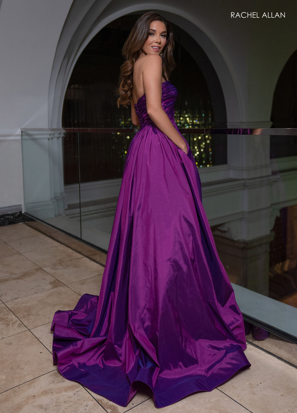 Rachel Allan 70809 prom dress images.  Rachel Allan 70809 is available in these colors: Black, Lime, Red, Royal, Ultraviolet.