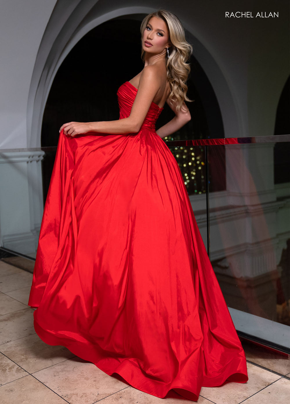 Rachel Allan 70809 prom dress images.  Rachel Allan 70809 is available in these colors: Black, Lime, Red, Royal, Ultraviolet.