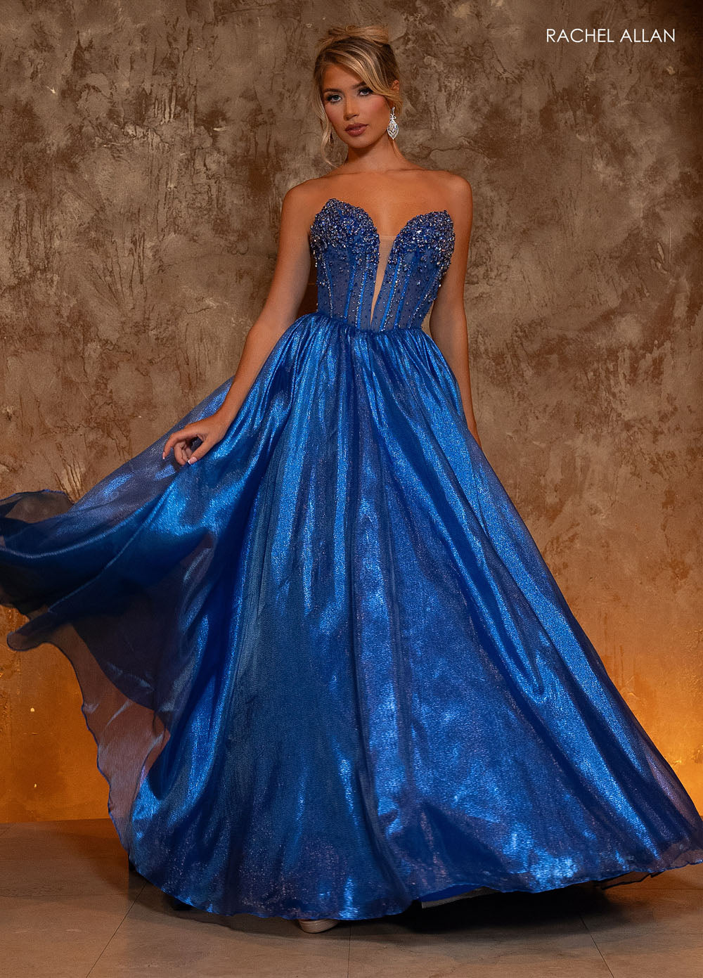 Rachel Allan 70812 prom dress images.  Rachel Allan 70812 is available in these colors: Gold, Red, Royal.