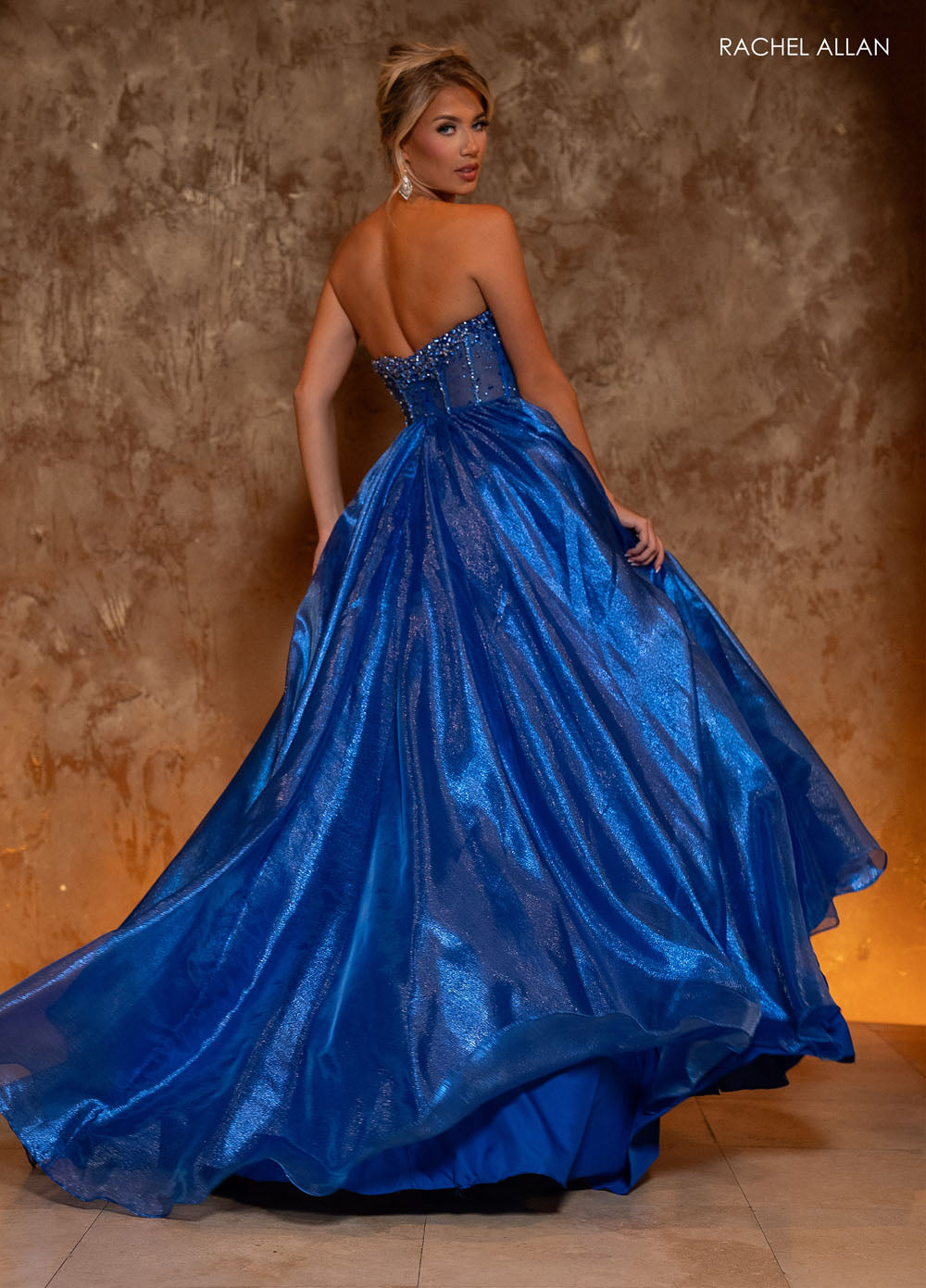 Rachel Allan 70812 prom dress images.  Rachel Allan 70812 is available in these colors: Gold, Red, Royal.