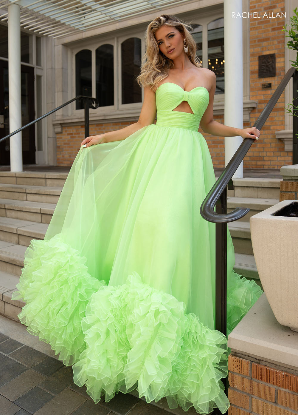 Rachel Allan 70820 prom dress images.  Rachel Allan 70820 is available in these colors: Hot Pink, Lime.