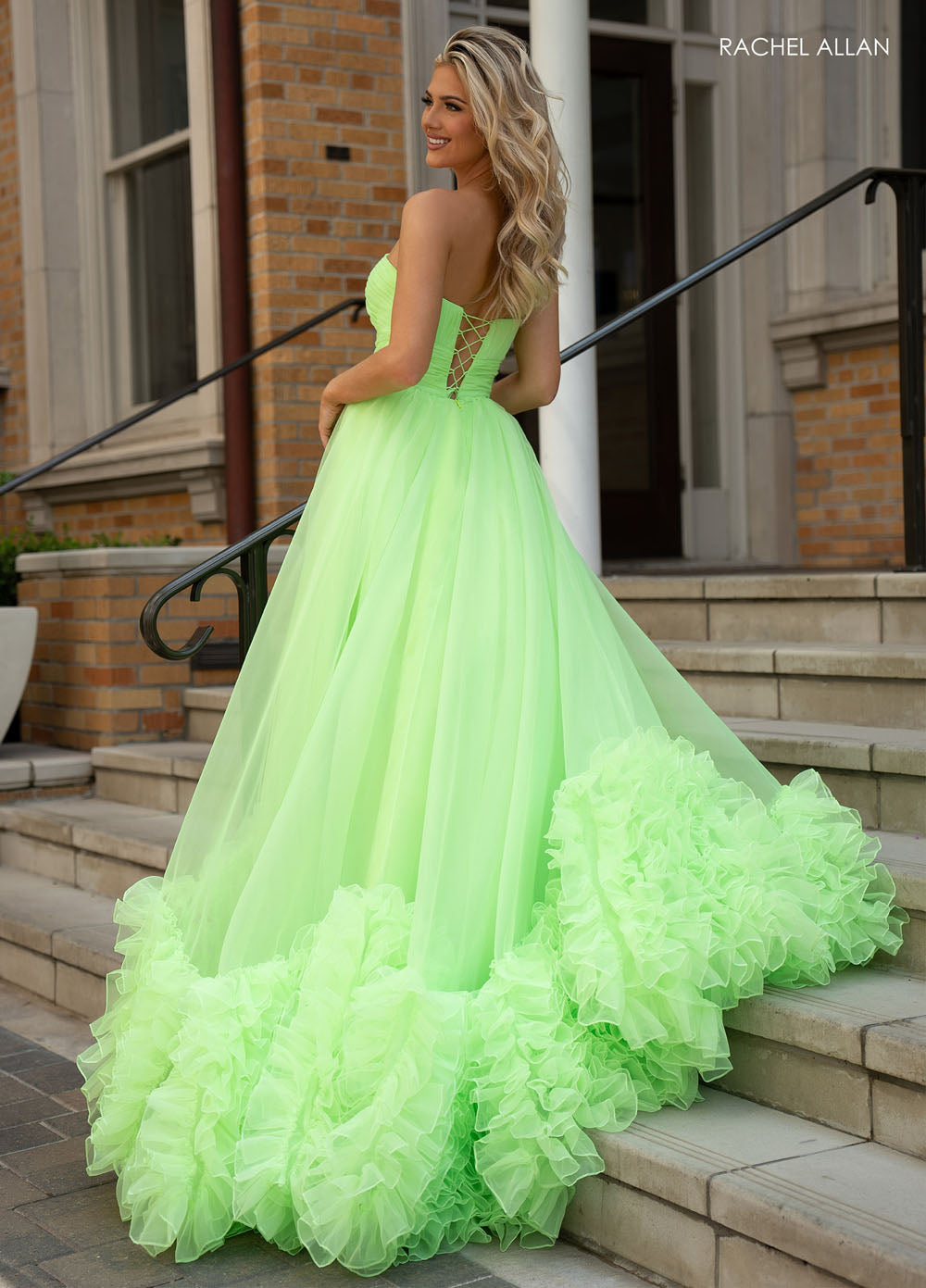 Rachel Allan 70820 prom dress images.  Rachel Allan 70820 is available in these colors: Hot Pink, Lime.