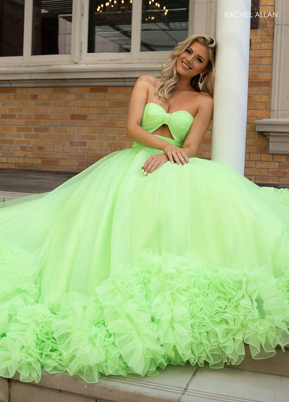 Rachel Allan 70820 prom dress images.  Rachel Allan 70820 is available in these colors: Hot Pink, Lime.