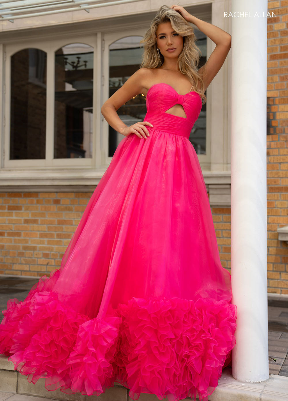 Rachel Allan 70820 prom dress images.  Rachel Allan 70820 is available in these colors: Hot Pink, Lime.