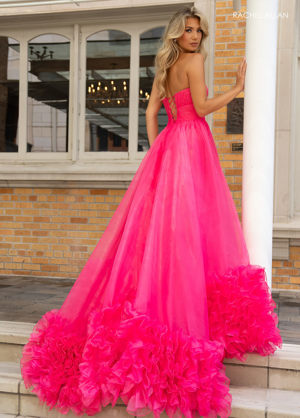 Rachel Allan 70820 prom dress images.  Rachel Allan 70820 is available in these colors: Hot Pink, Lime.