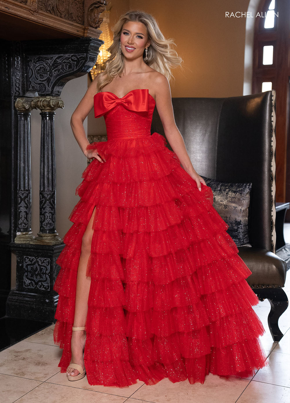 Rachel Allan 70845 prom dress images.  Rachel Allan 70845 is available in these colors: Black, Red, Sage.