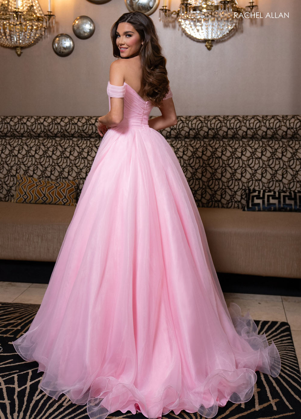 Rachel Allan 70865 prom dress images.  Rachel Allan 70865 is available in these colors: Aqua, Pink, Red.