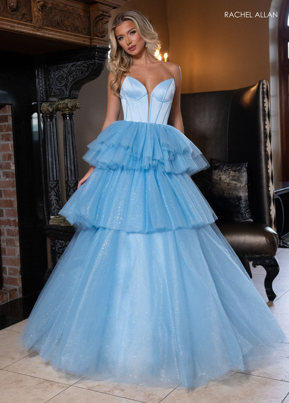 Rachel Allan 70876 prom dress images.  Rachel Allan 70876 is available in these colors: Powder Blue, Red, Royal, Yellow.