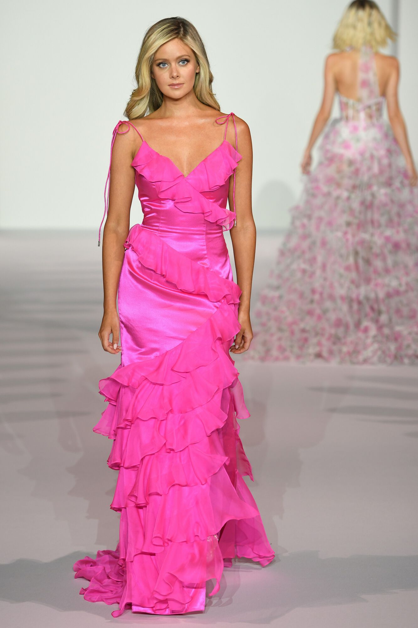 Sherri Hill 56394 prom dress images.  Sherri Hill 56394 is available in these colors: Bright Pink.