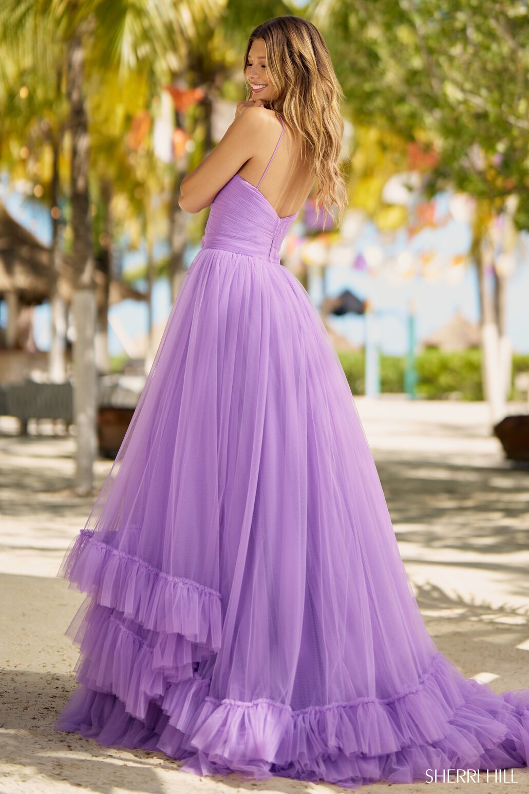 Sherri Hill 55982 prom dress images.  Sherri Hill 55982 is available in these colors: Red, Lilac, Candy Pink, Black.