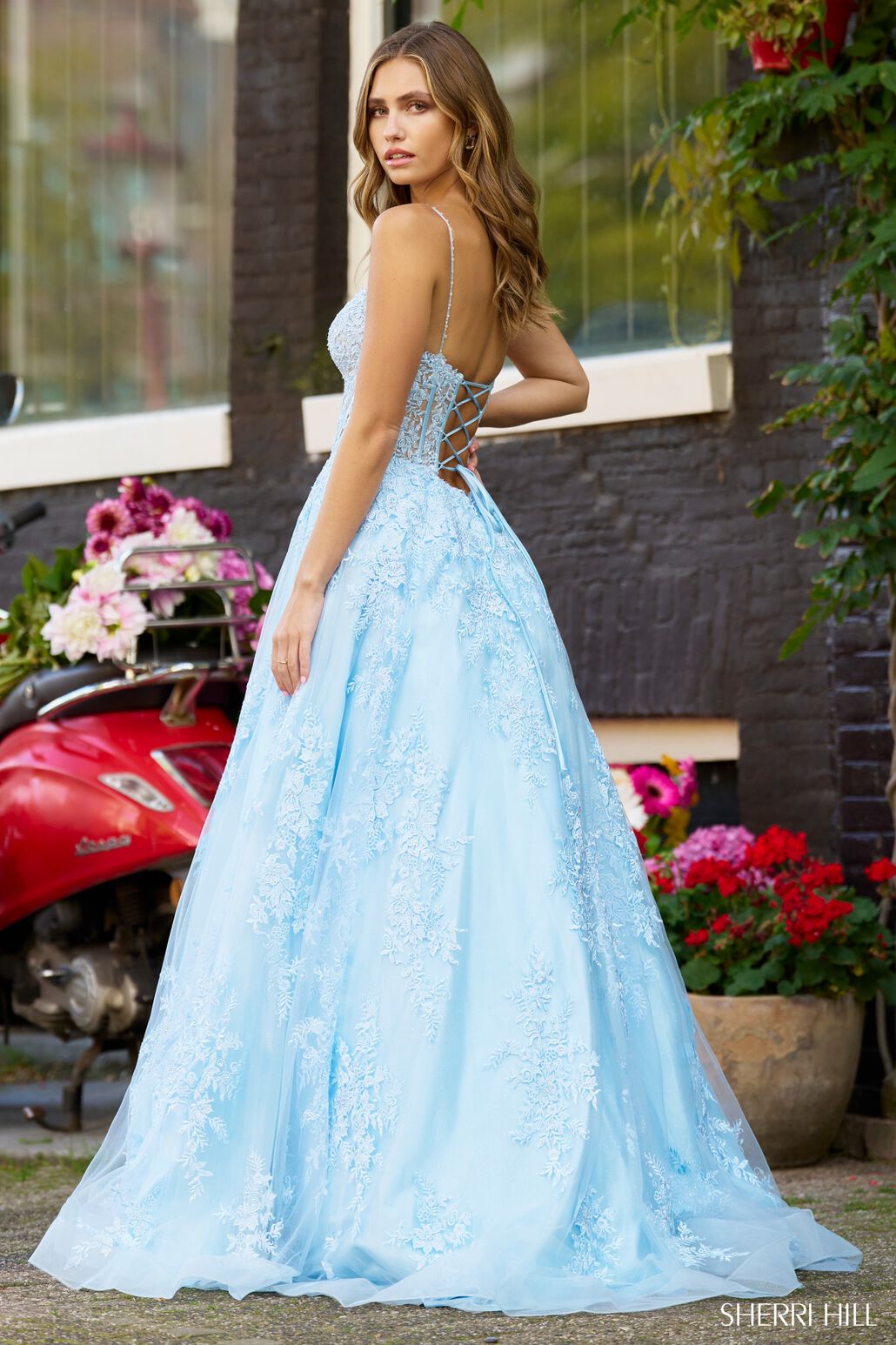 Sherri Hill 56211 prom dress images.  Sherri Hill 56211 is available in these colors: Blush, Light Blue, Red, Ivory, Black, Periwinkle, Lilac.