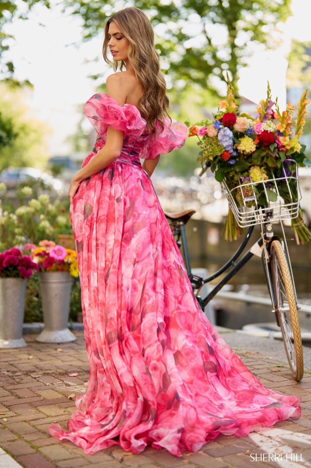 Sherri Hill 56241 prom dress images.  Sherri Hill 56241 is available in these colors: Rose Print.