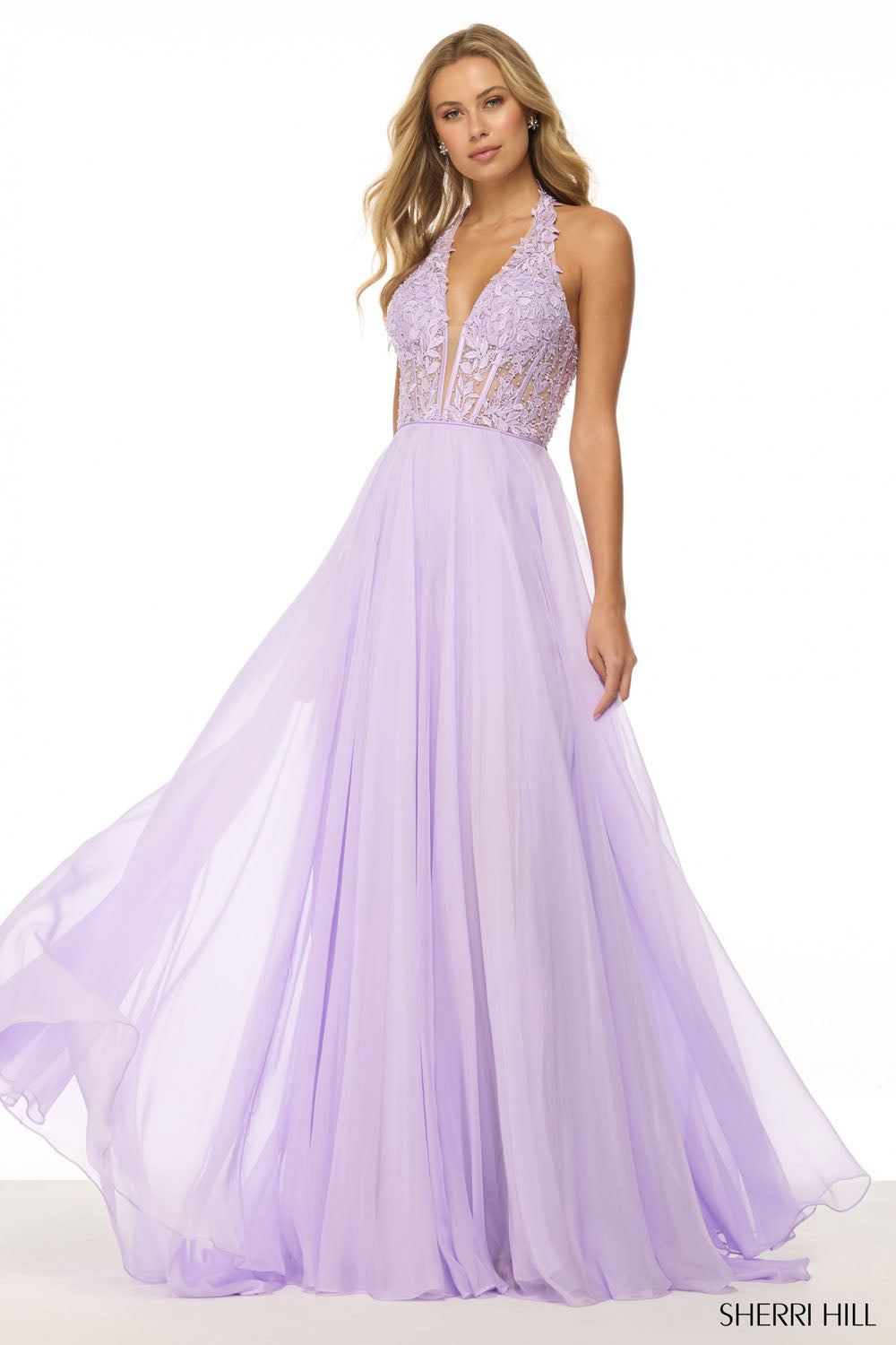 Sherri Hill 56488 prom dress images.  Sherri Hill 56488 is available in these colors: Yellow, Magenta, Lilac, Red, Black, Light Blue, Ivory, Periwinkle, Bright Pink, Blush, Emerald, Royal.