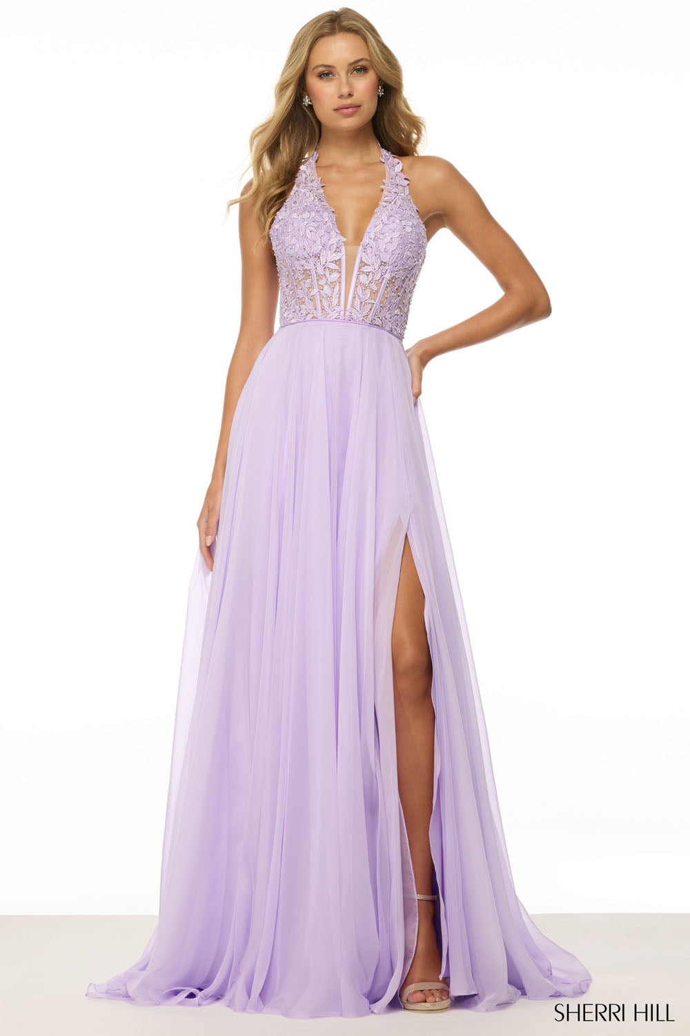 Sherri Hill 56488 prom dress images.  Sherri Hill 56488 is available in these colors: Yellow, Magenta, Lilac, Red, Black, Light Blue, Ivory, Periwinkle, Bright Pink, Blush, Emerald, Royal.