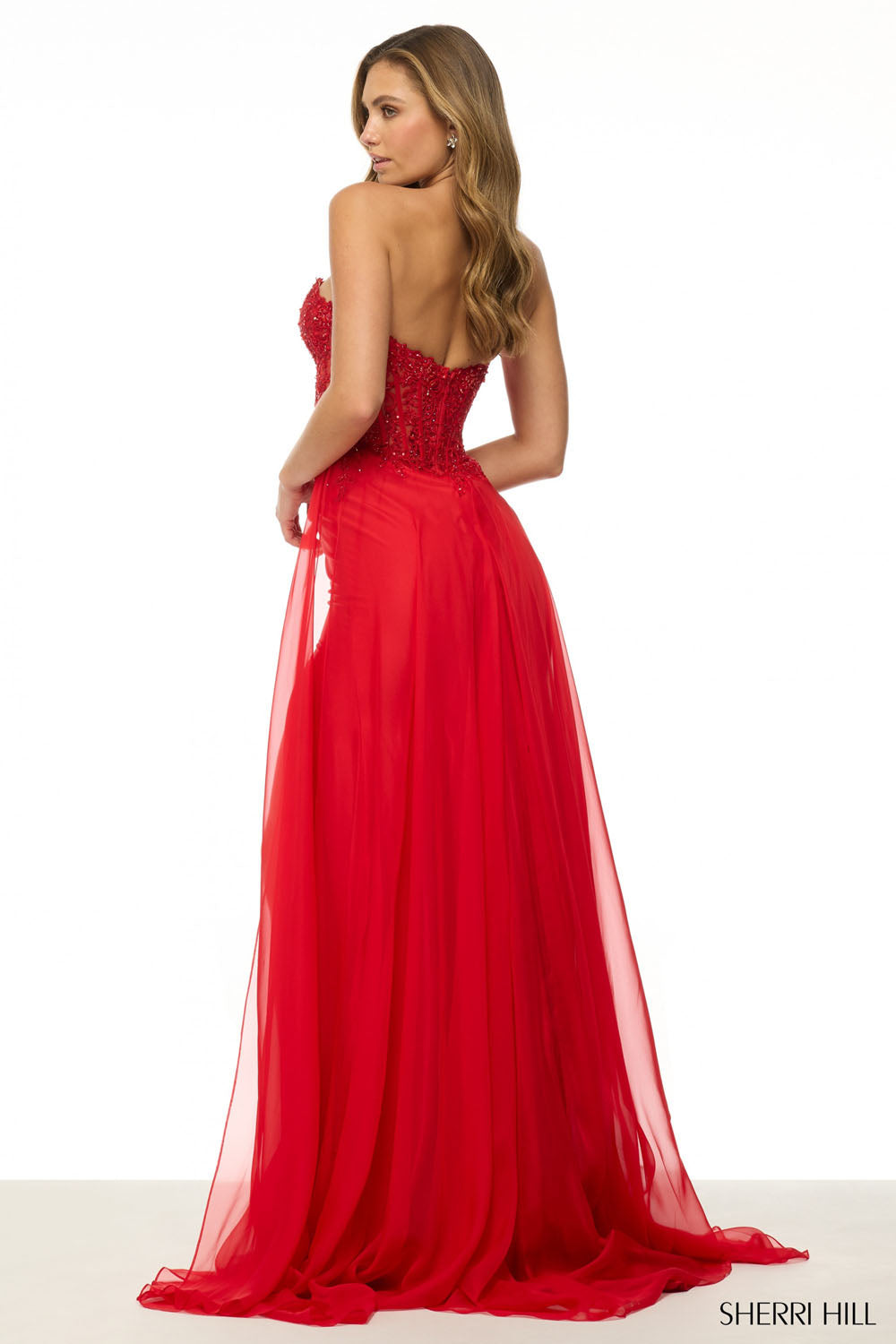 Sherri Hill 56527 prom dress images.  Sherri Hill 56527 is available in these colors: Blush, Ivory, Light Blue, Black, Red.