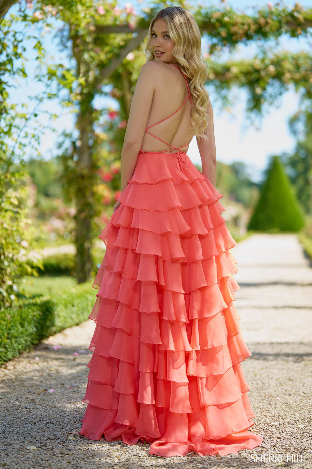 Sherri Hill 56866 prom dress images.  Sherri Hill 56866 is available in these colors: Navy, Coral, Ivory Nude, Bright Pink, Light Blue, Yellow, Red, Black, Lilac, Periwinkle, Royal, Peacock, Magenta, Emerald, Blush.