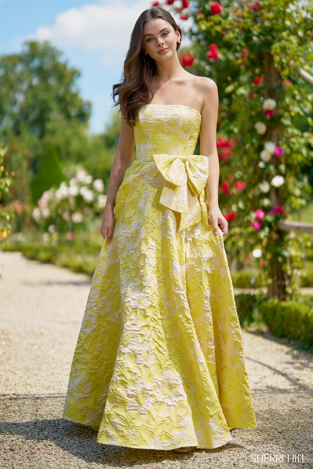 Sherri Hill 56942 prom dress images.  Sherri Hill 56942 is available in these colors: Yellow.