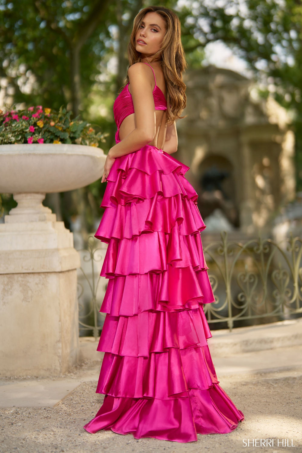 Sherri Hill 57009 prom dress images.  Sherri Hill 57009 is available in these colors: Fuchsia, Red, Periwinkle, Black, Yellow, Emerald, Royal, Wine, Orange, Ocean Blue, Turquoise, Light Blue.