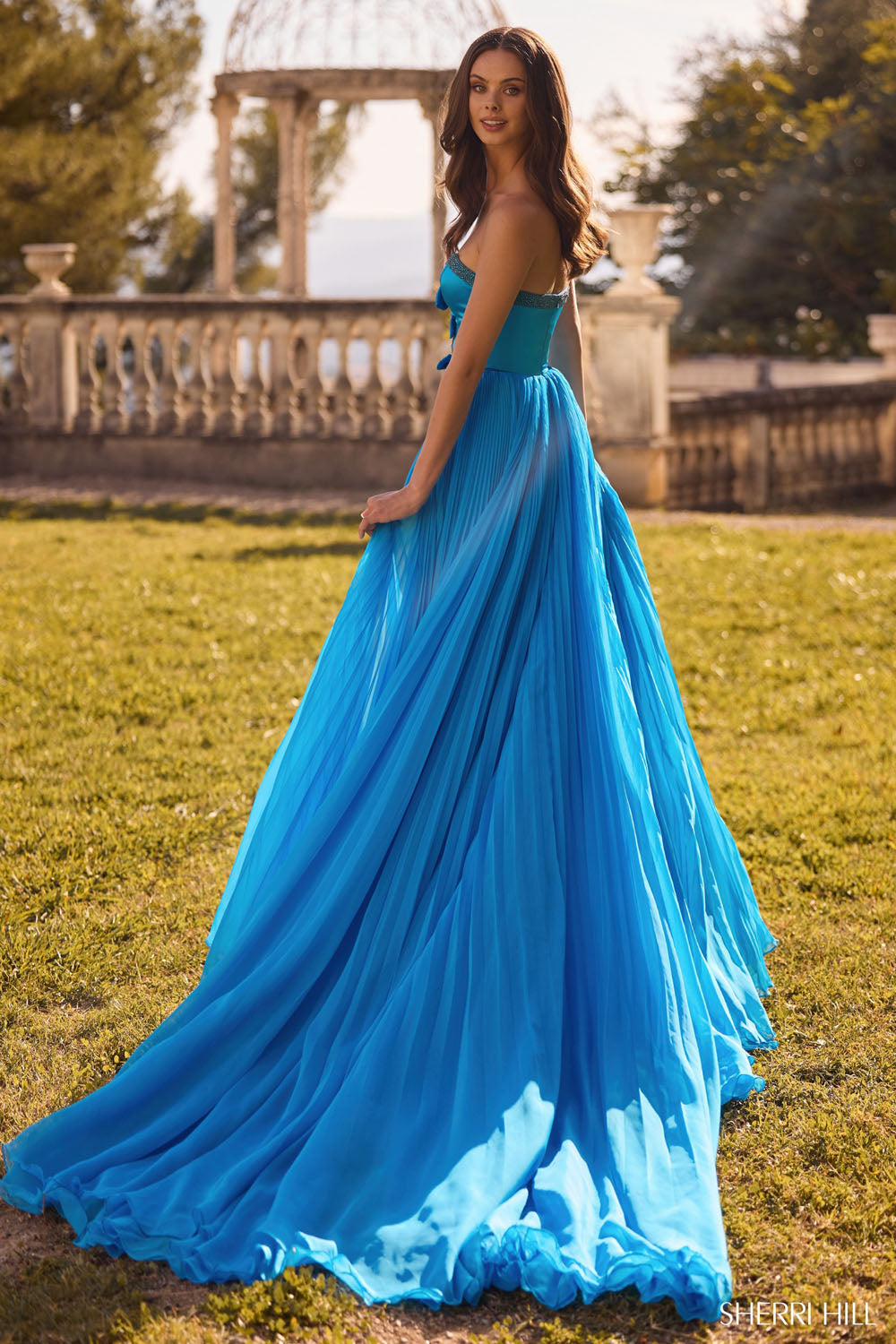 Sherri Hill 57028 prom dress images.  Sherri Hill 57028 is available in these colors: Emerald, Periwinkle, Bright Royal, Turquoise, Yellow, Aqua, Peacock, Royal, Light Blue, Black, Bright Pink, Light Yellow, Red, Blush.