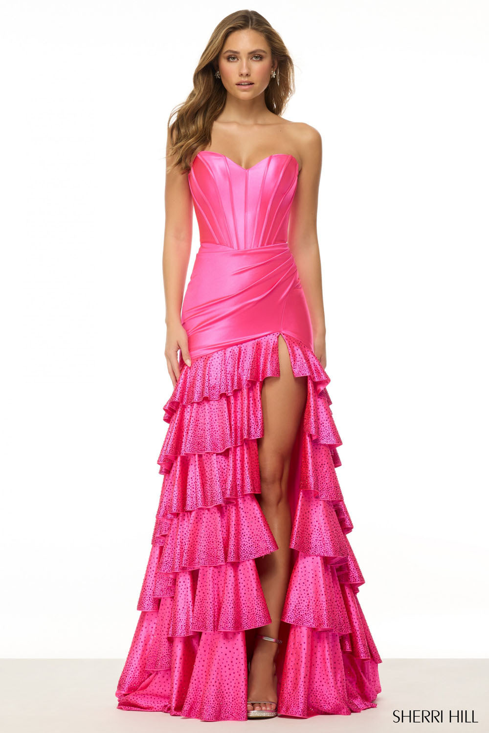 Sherri Hill 57031 prom dress images.  Sherri Hill 57031 is available in these colors: Royal, Emerald, Lilac, Yellow, Navy, Bright Fuchsia, Peacock, Light Blue, Black Silver, Red.