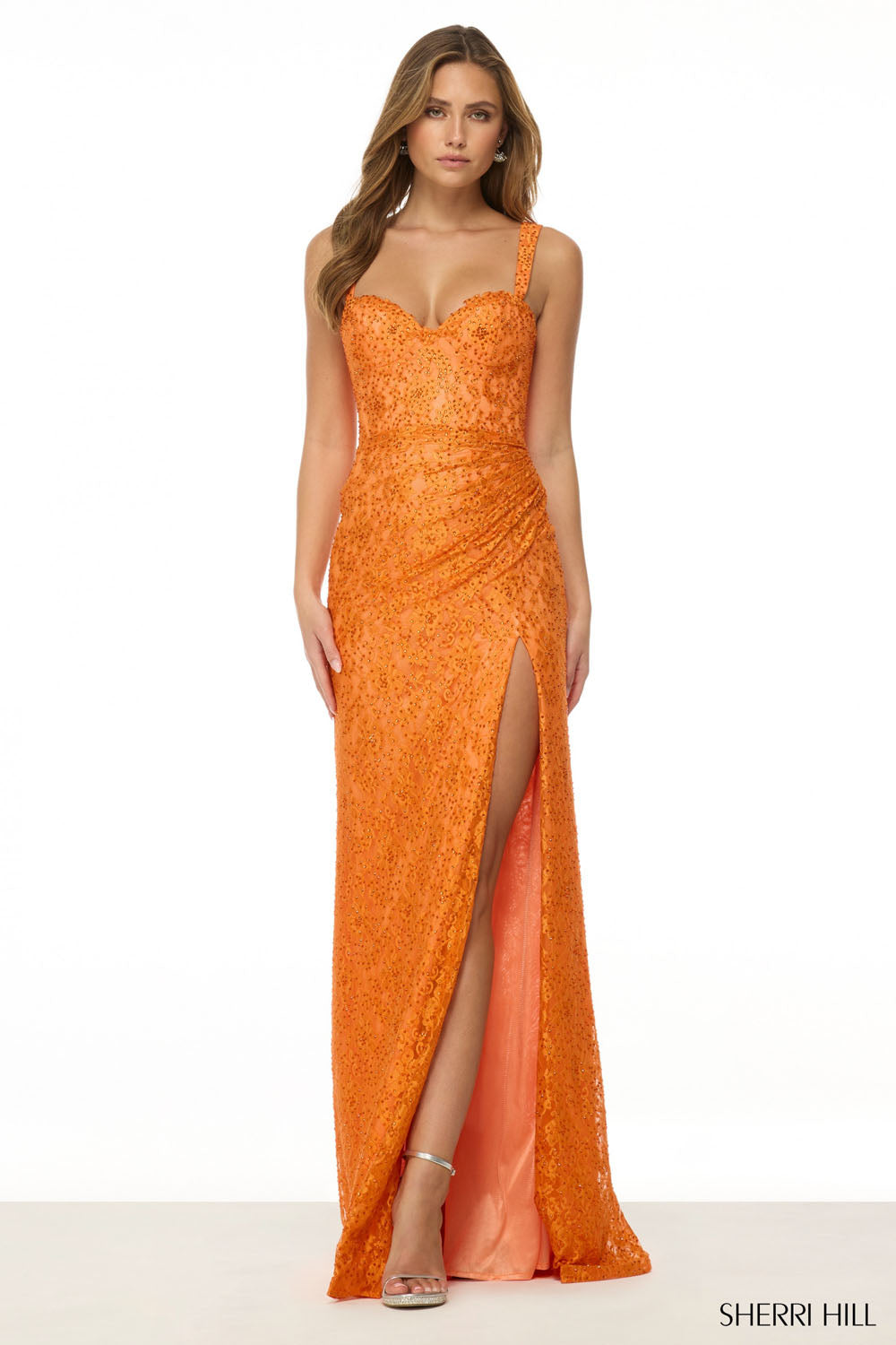 Sherri Hill 57089 prom dress images.  Sherri Hill 57089 is available in these colors: Black, Navy, Red, Orange.