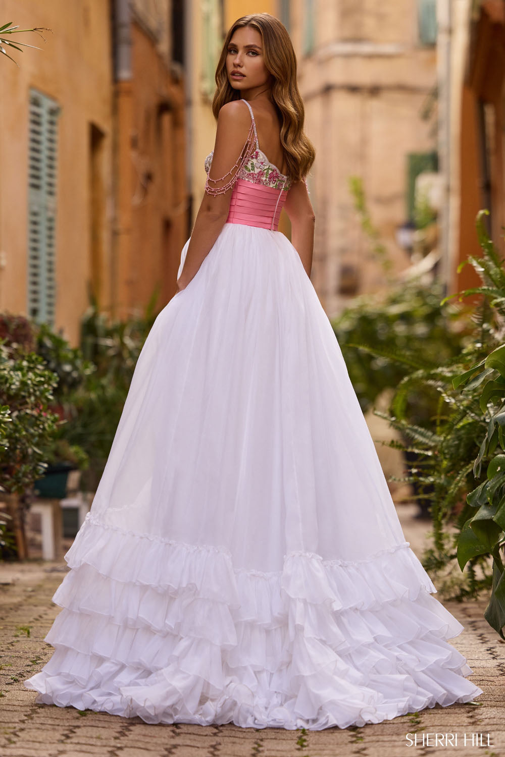 Sherri Hill 57103 prom dress images.  Sherri Hill 57103 is available in these colors: Ivory Pink.