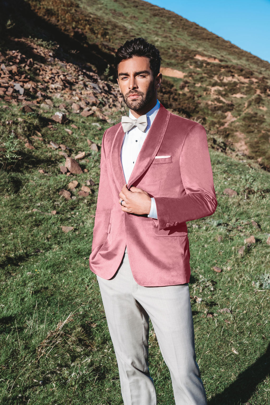 Slim Fit Tuxedo Dusty Rose Velvet by Allure Men Tuxedos