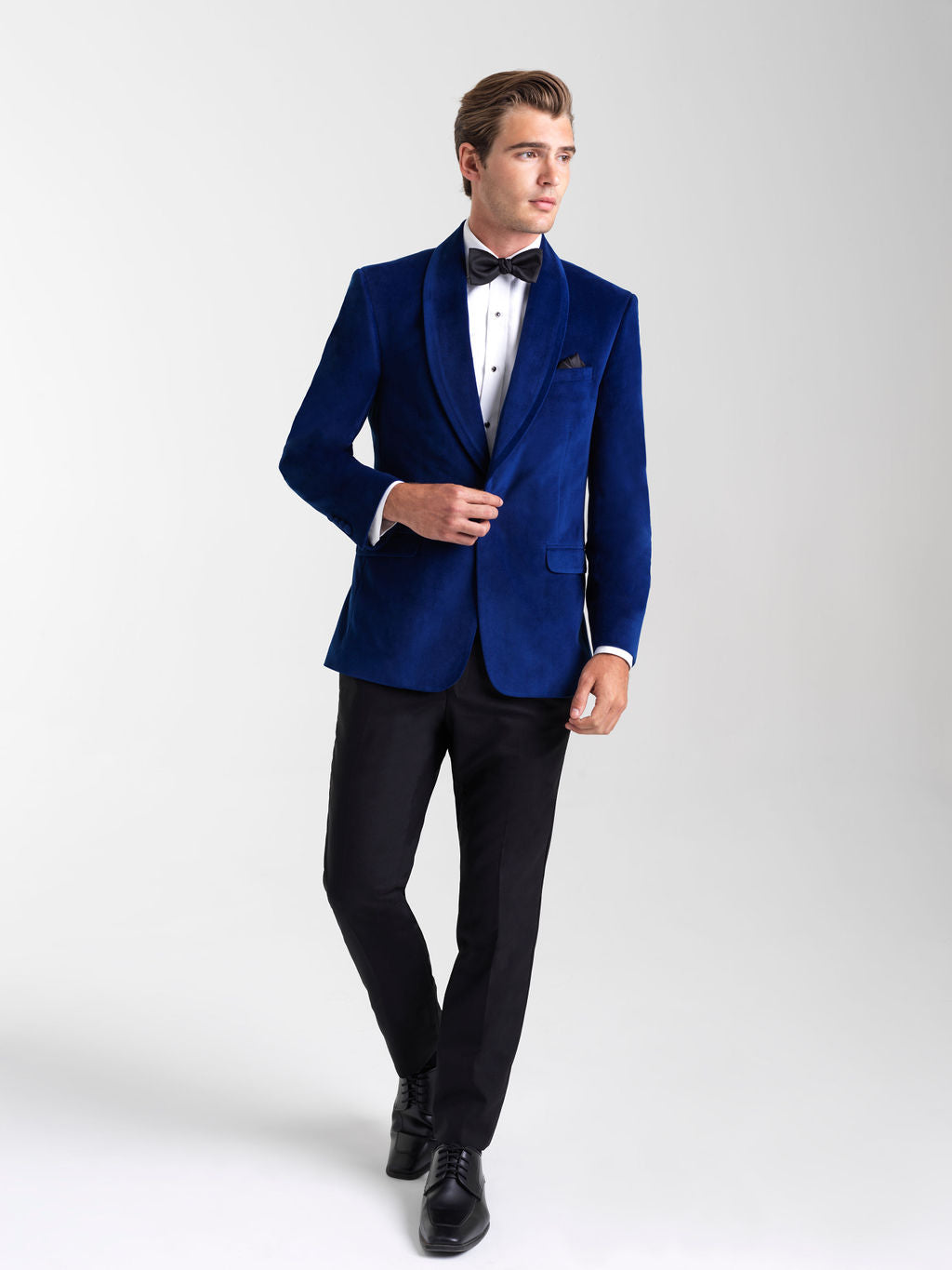 Sapphire Blue Velvet Jacket is an Ultra Slim single button shawl lapel jacket with double vents to create an amazing tailored fit