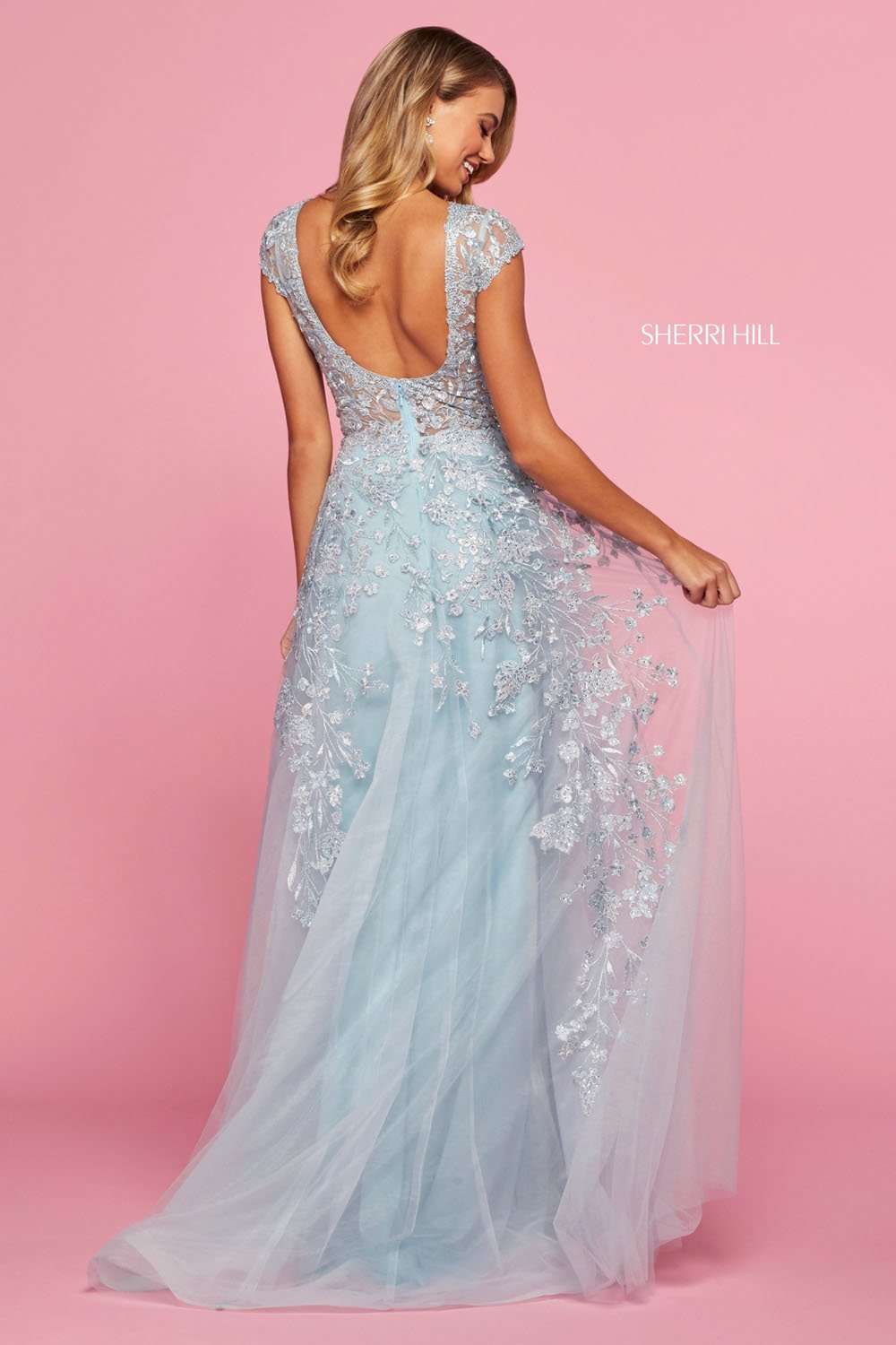 Sherri Hill 53621 prom dress images.  Sherri Hill 53621 is available in these colors: Blush, Light Blue.