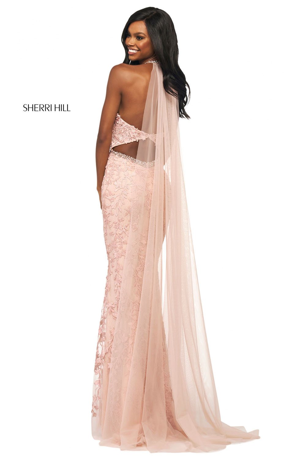 Sherri Hill 53724 prom dress images.  Sherri Hill 53724 is available in these colors: Light Blue, Red, Yellow, Ivory, Blush, Black.