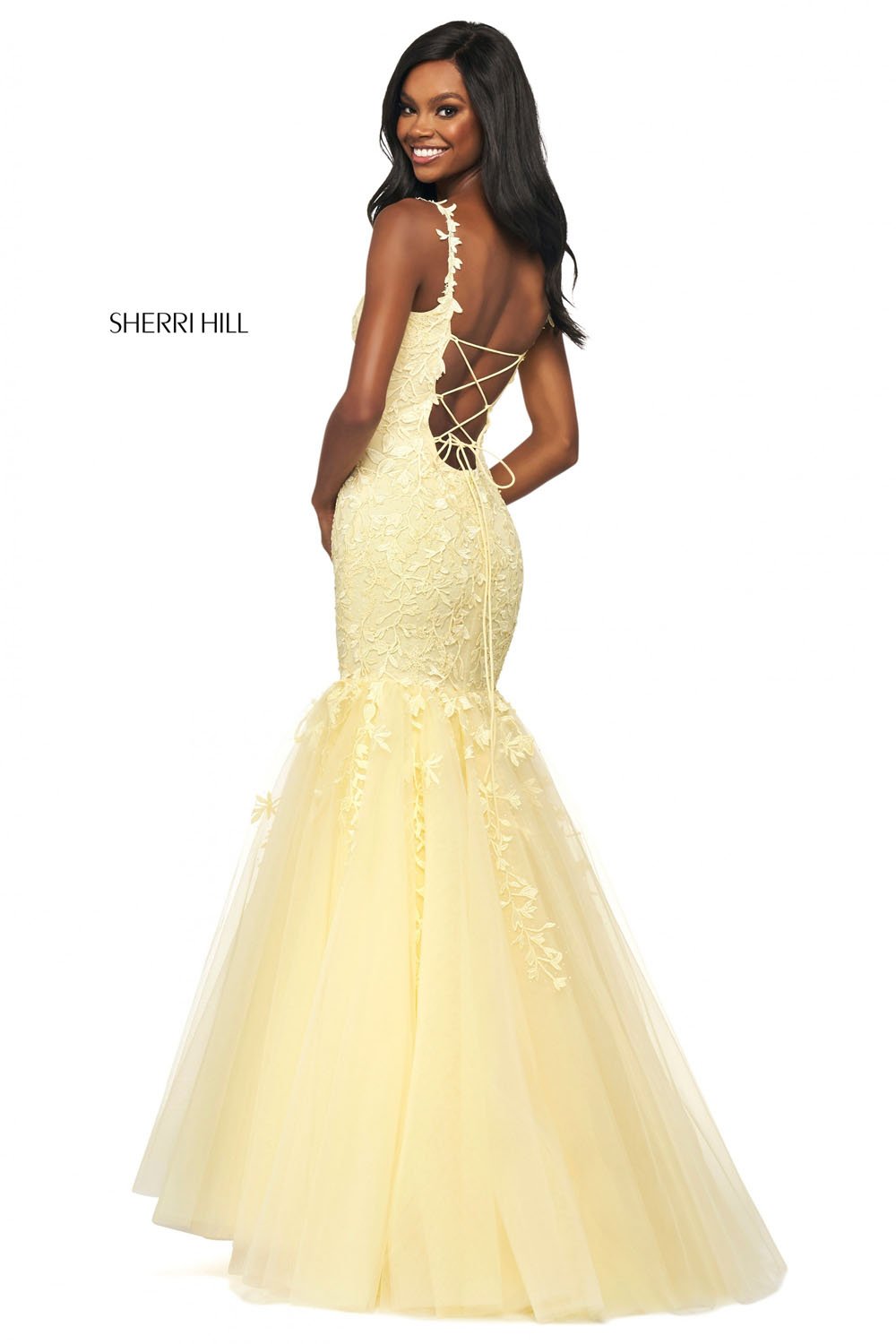 Sherri Hill 53826 prom dress images.  Sherri Hill 53826 is available in these colors: Blush, Lilac, Coral, Ivory Nude, Light Blue, Yellow, Bright Pink, Gold, Black, Red.