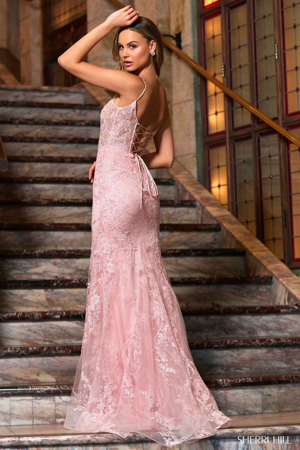 Sherri Hill 55200 prom dress images.  Sherri Hill 55200 is available in these colors: Light Blue, Ivory, Pink, Black, Red.