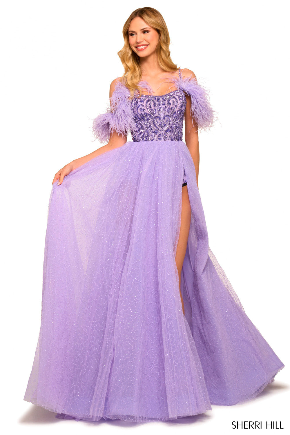 Sherri Hill 55441 prom dress images.  Sherri Hill 55441 is available in these colors: Periwinkle, Lilac.