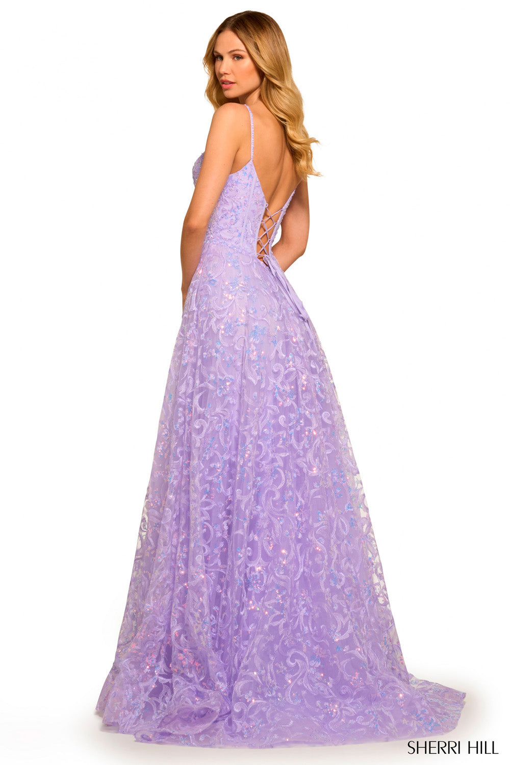 Sherri Hill 55534 prom dress images.  Sherri Hill 55534 is available in these colors: Lilac.