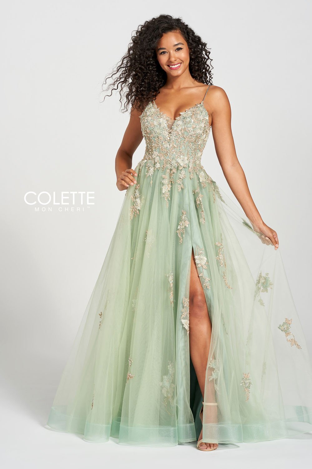 Colette CL12207 prom dress images.  Colette CL12207 is available in these colors: Ivy, Vintage Rose.