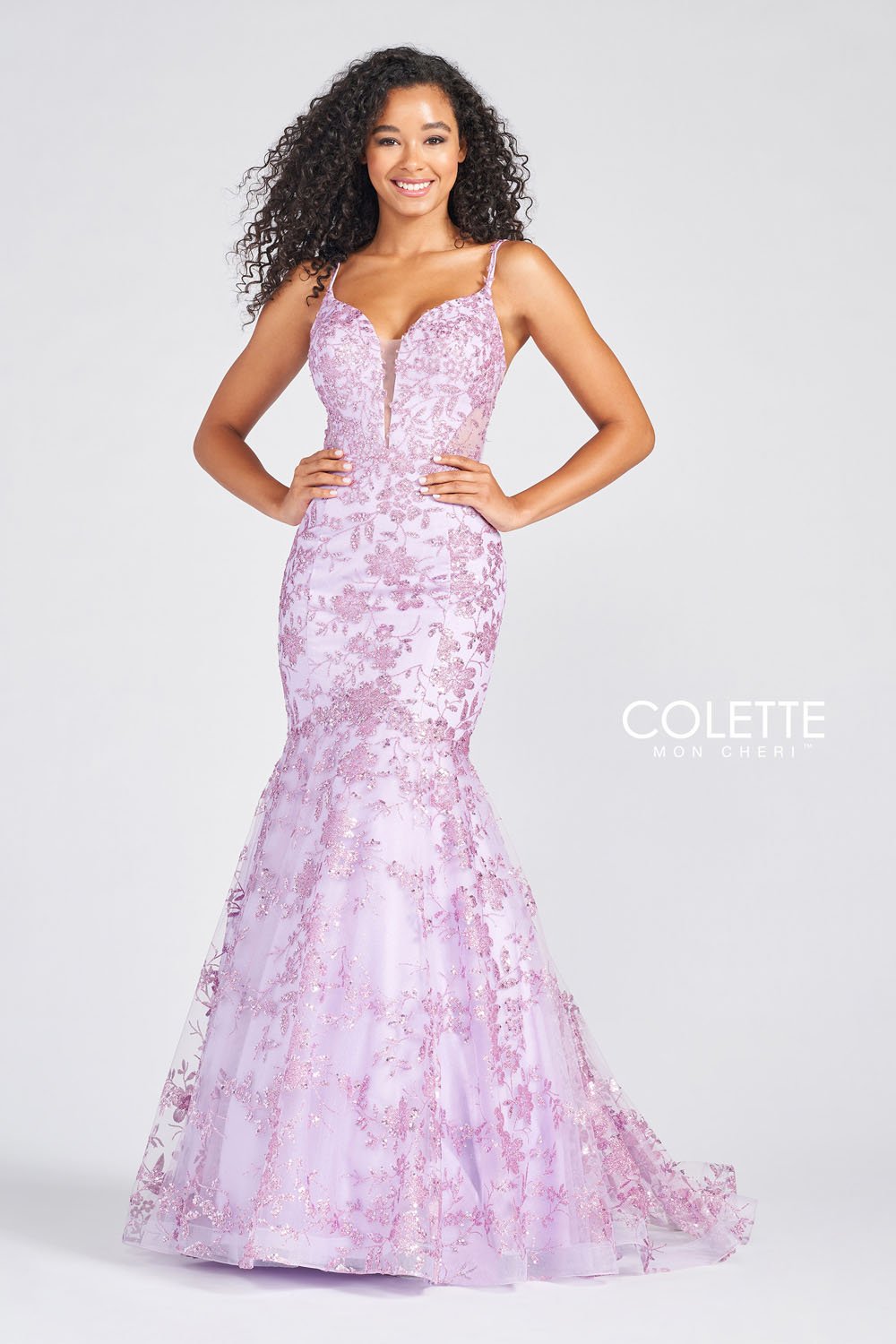 Colette CL12242 prom dress images.  Colette CL12242 is available in these colors: Emerald, Lavender.