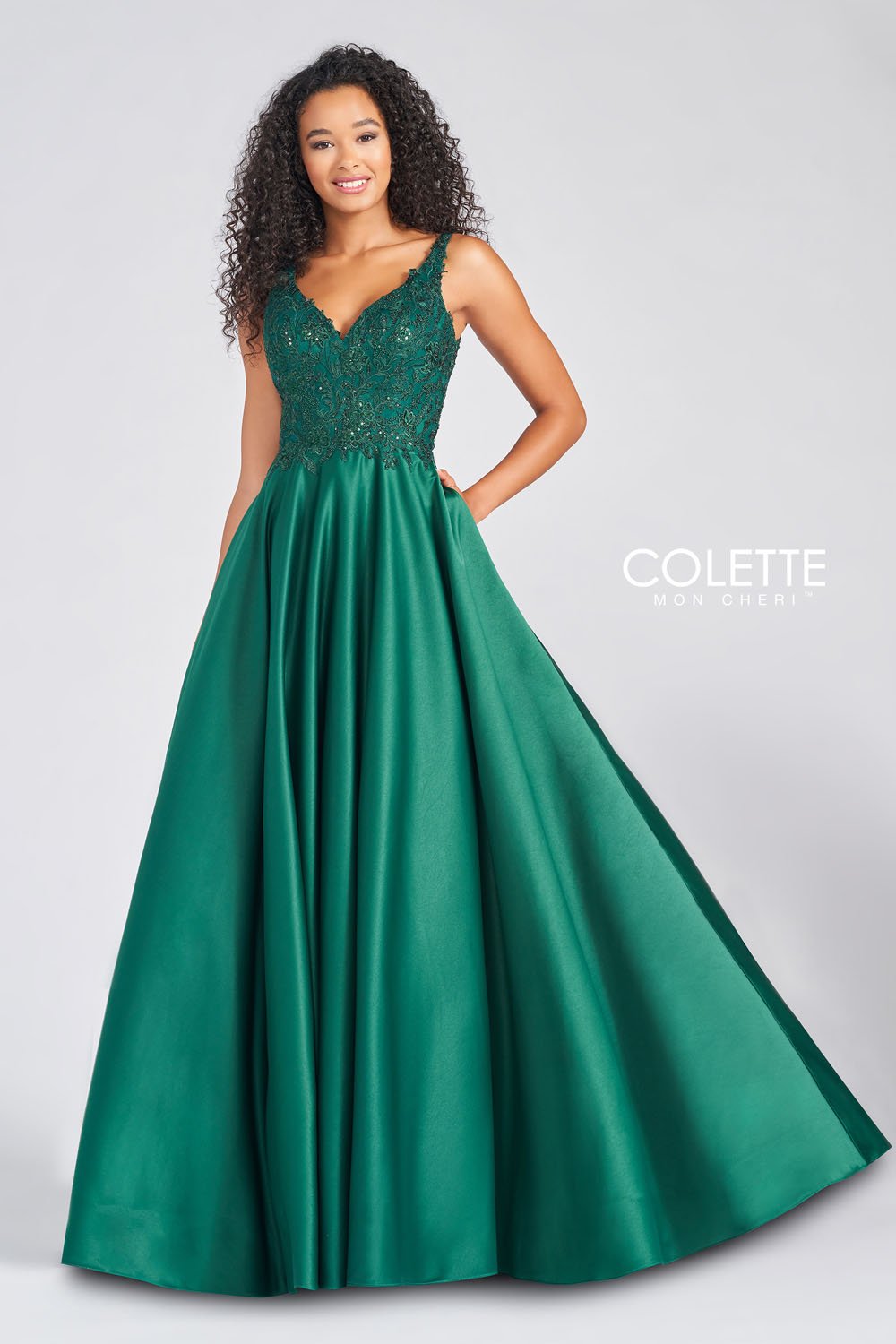 Colette CL12271 prom dress images.  Colette CL12271 is available in these colors: Plum, Emerald.