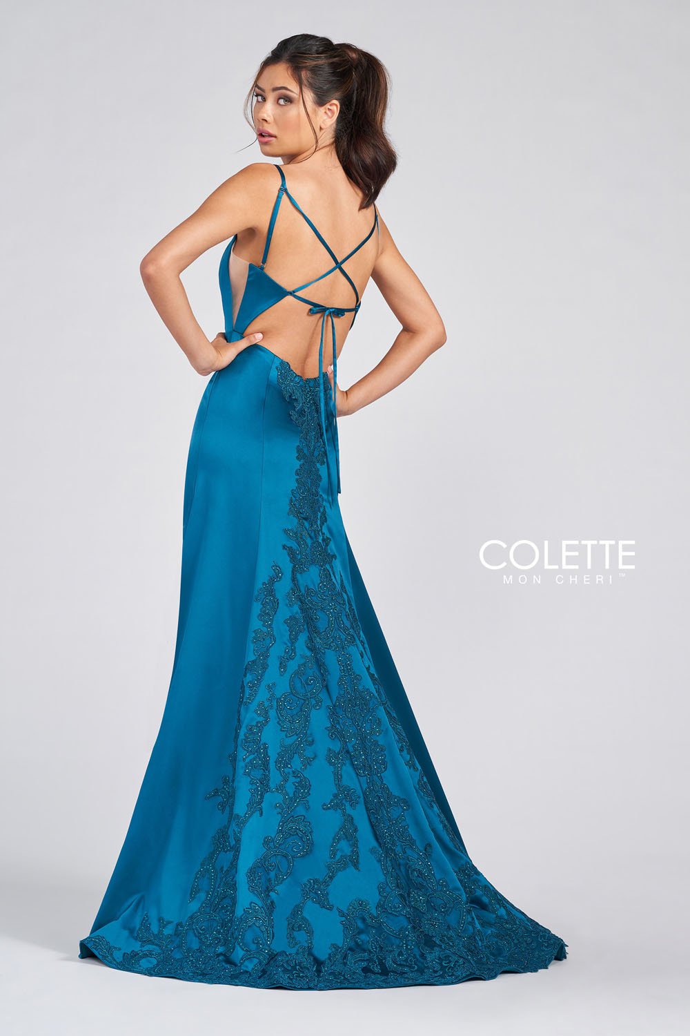 Colette CL12274 prom dress images.  Colette CL12274 is available in these colors: Lipstick, Turquoise.