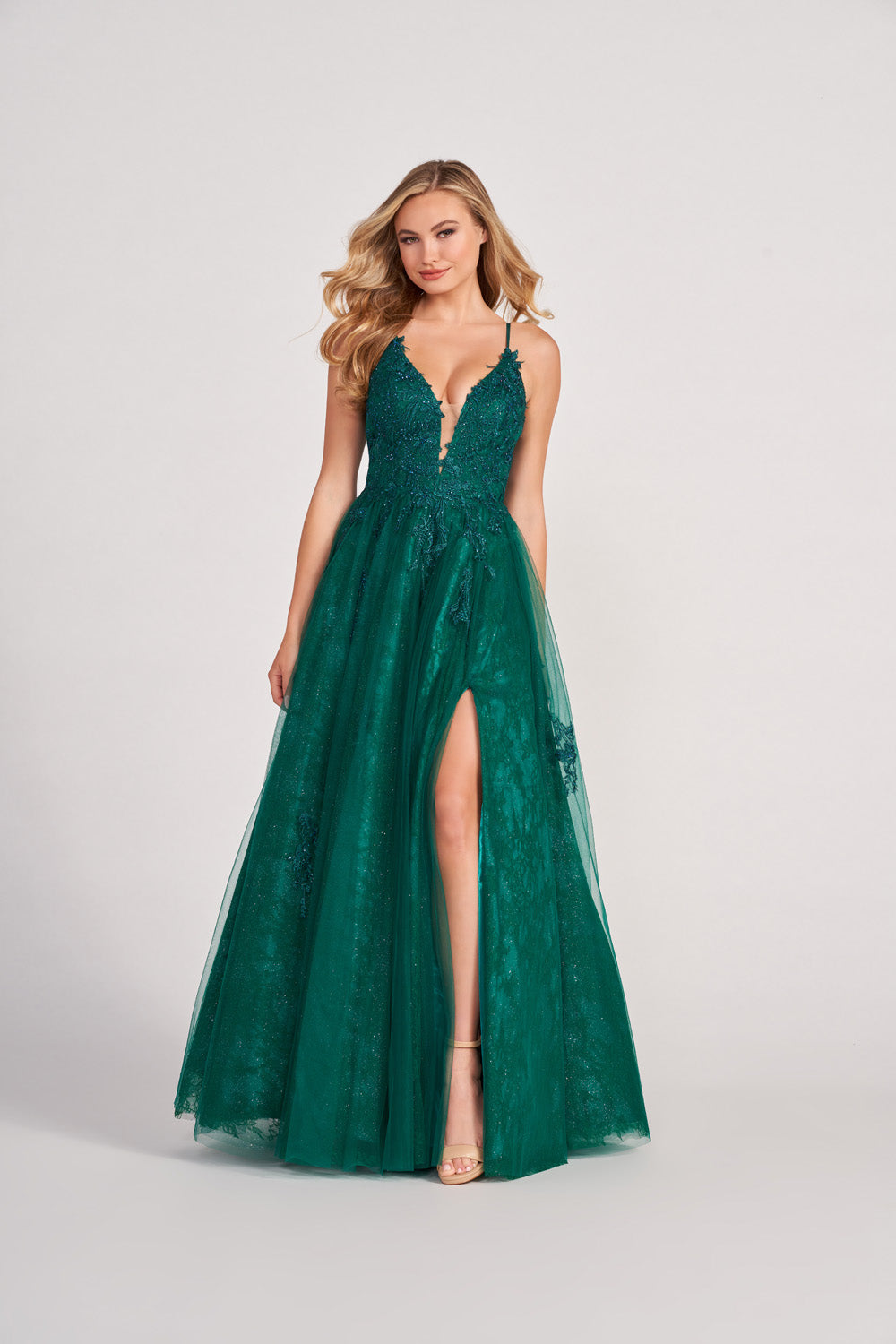 Colette CL2025 prom dress images.  Colette CL2025 is available in these colors: Turquoise, Plum, Sapphire, Emerald, Orange.